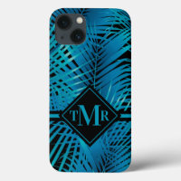 Mit Monogramm tropische türkisfarbene Palme