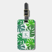 Mit Monogramm tropisches Blätter Muster Gepäckanhänger (Vorderseite vertikal)