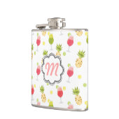Mit Monogramm tropisches Cocktail- und Fruchtmuste Flachmann (Links)