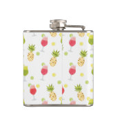 Mit Monogramm tropisches Cocktail- und Fruchtmuste Flachmann (Rückseite)