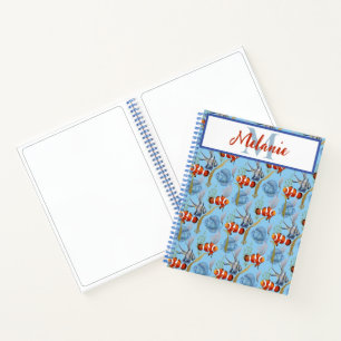 Mit Monogramm tropisches Fischbuch Notizblock