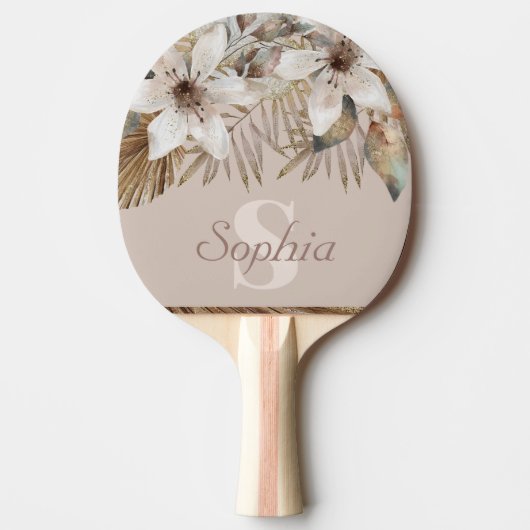 Mit Monogramm tropisches Gold botanisch Tischtennis Schläger (Vorderseite)