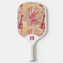 Mit Monogramm tropisches Paradies Rosa Pickleball Schläger