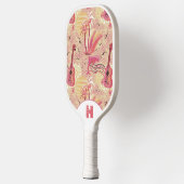 Mit Monogramm tropisches Paradies Rosa Pickleball Schläger (Links)