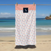 Mit Monogramm tropisches Rosa Flamingo-Muster Strandtuch