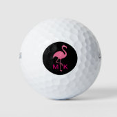 Mit Monogramm tropisches Rosa Flaminigo Golfball (Vorderseite)
