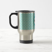 Mit Monogramm Türkis-Blau-Zickzack mit Reisebecher (Links)