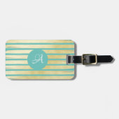 Mit Monogramm-türkisfarbene Goldfolienfarbe Gepäckanhänger (Vorderseite horizontal)