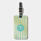 Mit Monogramm-türkisfarbene Goldfolienfarbe Gepäckanhänger (Vorderseite vertikal)