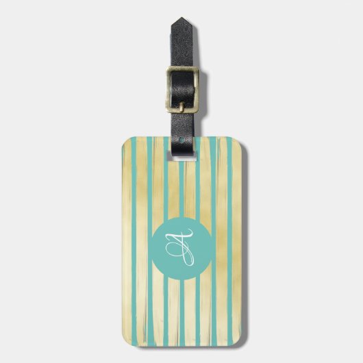 Mit Monogramm-türkisfarbene Goldfolienfarbe Gepäckanhänger (Vorderseite vertikal)