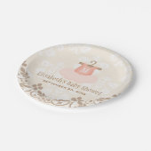 Mit Monogramm Tutu-Ballett-Themed Baby-Dusche Pappteller (Schrägansicht)