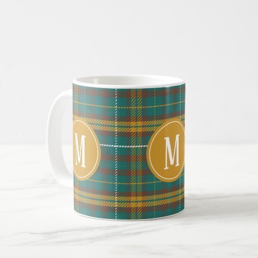 Mit Monogramm Twill Kariert schottisches Muster Kaffeetasse (Vorderseite Links)