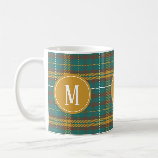 Mit Monogramm Twill Kariert schottisches Muster Kaffeetasse (Links)