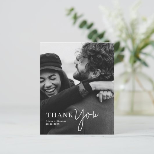 MIT MONOGRAMM Typografie-Script-Foto-Hochzeit im B (Stehend Vorderseite)