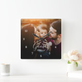 Mit Monogramm Überlagern von benutzerdefinierten F Quadratische Wanduhr (Zuhause)