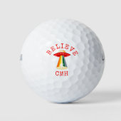 Mit Monogramm UFO Alien Bigfoot Raumschiff Funny Golfball (Vorderseite)
