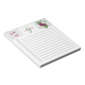 Mit Monogramm, um Magenta Wasserfarbenflora aufzul Notizblock (angewinkelt)