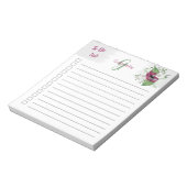 Mit Monogramm, um Magenta Wasserfarbenflora aufzul Notizblock (Rotiert)