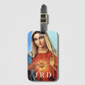 Mit Monogramm Unbeflecktes Herz Maria Gepäckmarke Gepäckanhänger (Vorderseite Vertikal)