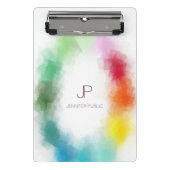 Mit Monogramm und farbenfrohe Vorlage Modernes Ele Mini Klemmbrett (Vorderseite)