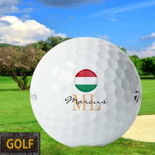 Mit Monogramm ungarische Flagge und ungarische Gol Golfball
