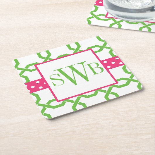 Mit Monogramm Untersetzer aus Gitter und Grosgetre (angewinkelt)