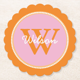 Mit Monogramm Untersetzer aus rosa und orange