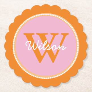 Mit Monogramm Untersetzer aus rosa und orange