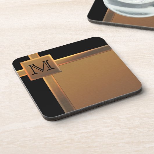 Mit Monogramm Untersetzer aus Schwarz und IMITATEN (Linke Seite)