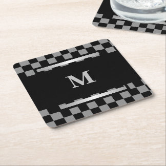 Mit Monogramm Untersetzer für schwarz kariertes Pa