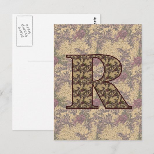 Mit Monogramm Ursprüngliche R Elegante Florenz Pos Postkarte (Vorne/Hinten)
