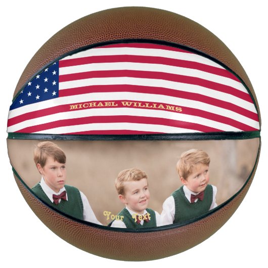 Mit Monogramm USA Flag Team Foto Patriotic America Basketball (Vorderseite)