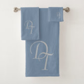 mit Monogramm - verblasste Denimfarbe Badhandtuch Set (Insitu)
