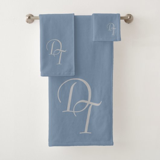 mit Monogramm - verblasste Denimfarbe Badhandtuch Set (Insitu)