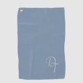 Mit Monogramm - verblasste Denimfarbe Golfhandtuch (Vorderseite)