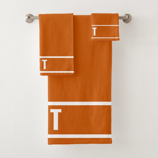 Mit Monogramm - verbrannte Orange Badhandtuch Set (Insitu)