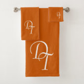 Mit Monogramm - verbrannte Orange Badhandtuch Set (Insitu)