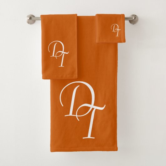 Mit Monogramm - verbrannte Orange Badhandtuch Set (Insitu)
