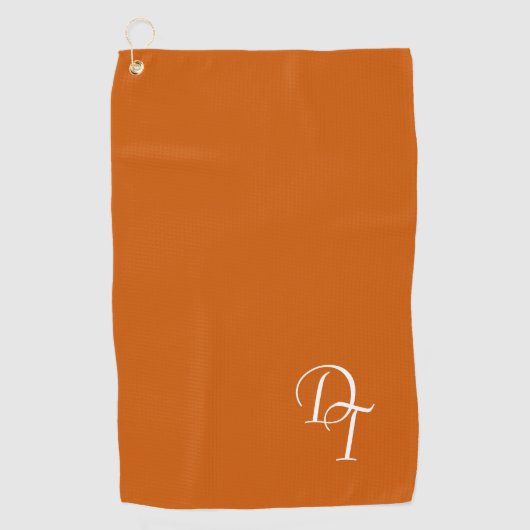 Mit Monogramm - verbrannte Orange Golfhandtuch (Vorderseite)