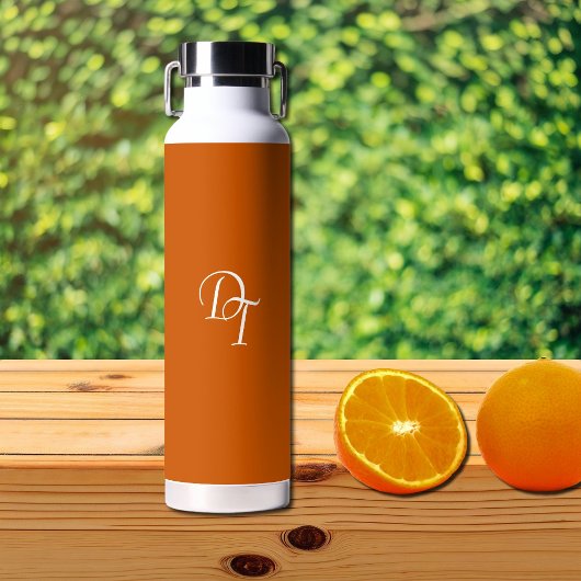 Mit Monogramm - verbrannte Orange Trinkflasche