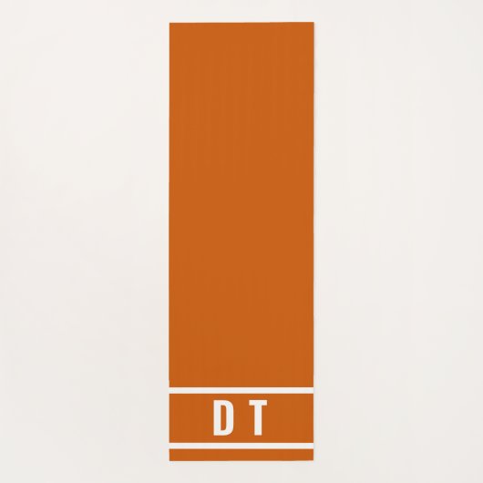 Mit Monogramm - verbrannte Orange Yogamatte (Rückseite)