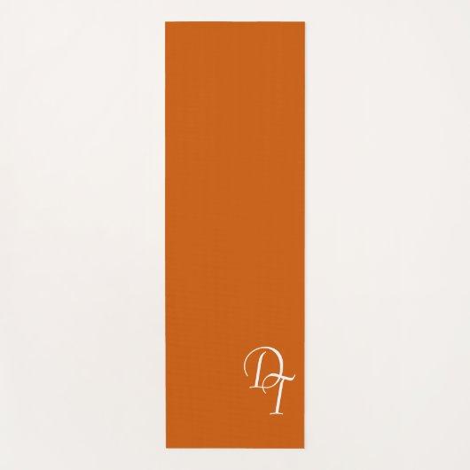 Mit Monogramm - verbrannte Orange Yogamatte (Vorderseite)