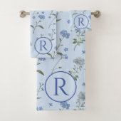 Mit Monogramm Vergessen Sie mir nicht blaue Flora Badhandtuch Set (Insitu)