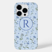 Mit Monogramm Vergessen Sie mir nicht blaue Flora  Case-Mate iPhone Hülle (Rückseite)