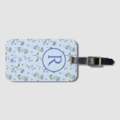 Mit Monogramm Vergessen Sie mir nicht blaue Flora Gepäckanhänger (Vorderseite (Horizontal))