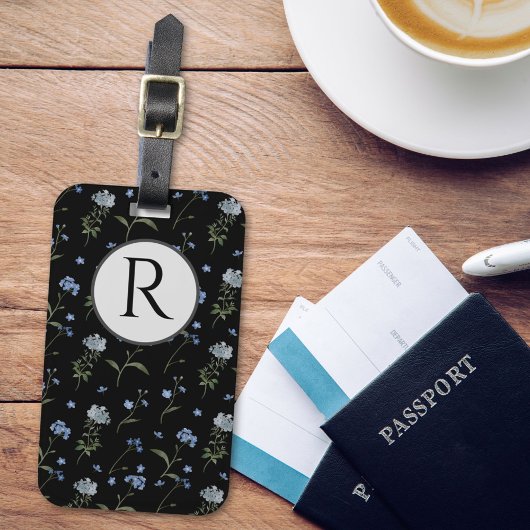 Mit Monogramm Vergessen Sie mir nicht blaue Flora Gepäckanhänger