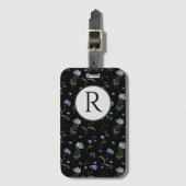 Mit Monogramm Vergessen Sie mir nicht blaue Flora Gepäckanhänger (Vorderseite Vertikal)