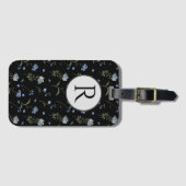 Mit Monogramm Vergessen Sie mir nicht blaue Flora Gepäckanhänger (Vorderseite (Horizontal))