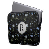 Mit Monogramm Vergessen Sie mir nicht blaue Flora Laptopschutzhülle (Vorderseite Links)