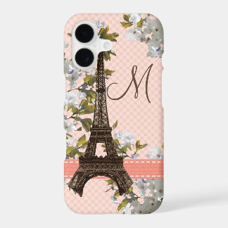 Mit Monogramm versehene Kirschblüten Eiffelturm